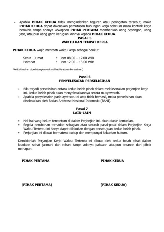 contoh pkwt