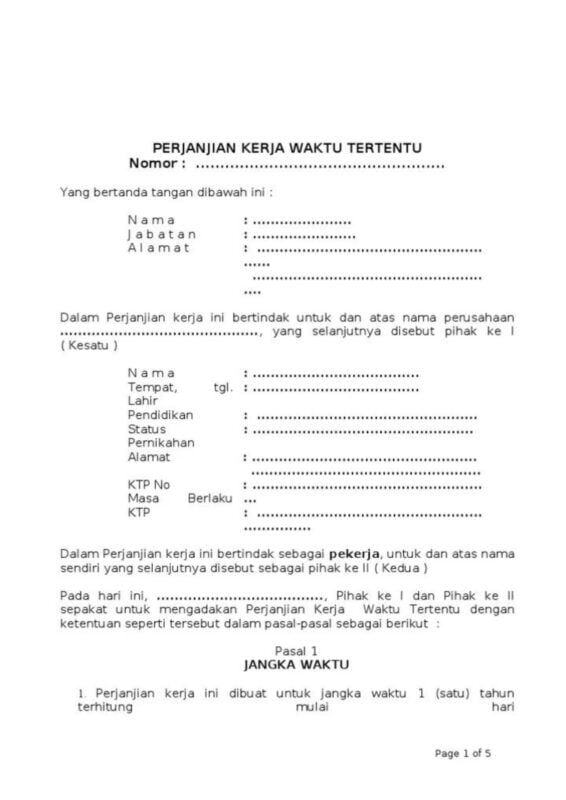 contoh pkwt