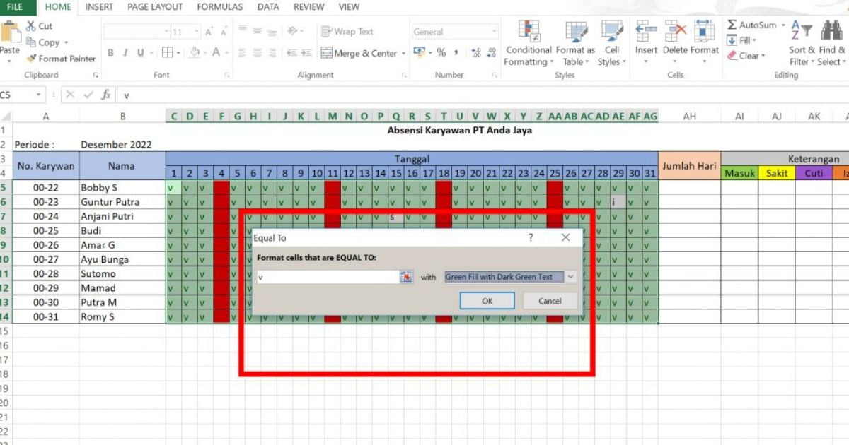 Format Absensi Karyawan Excel