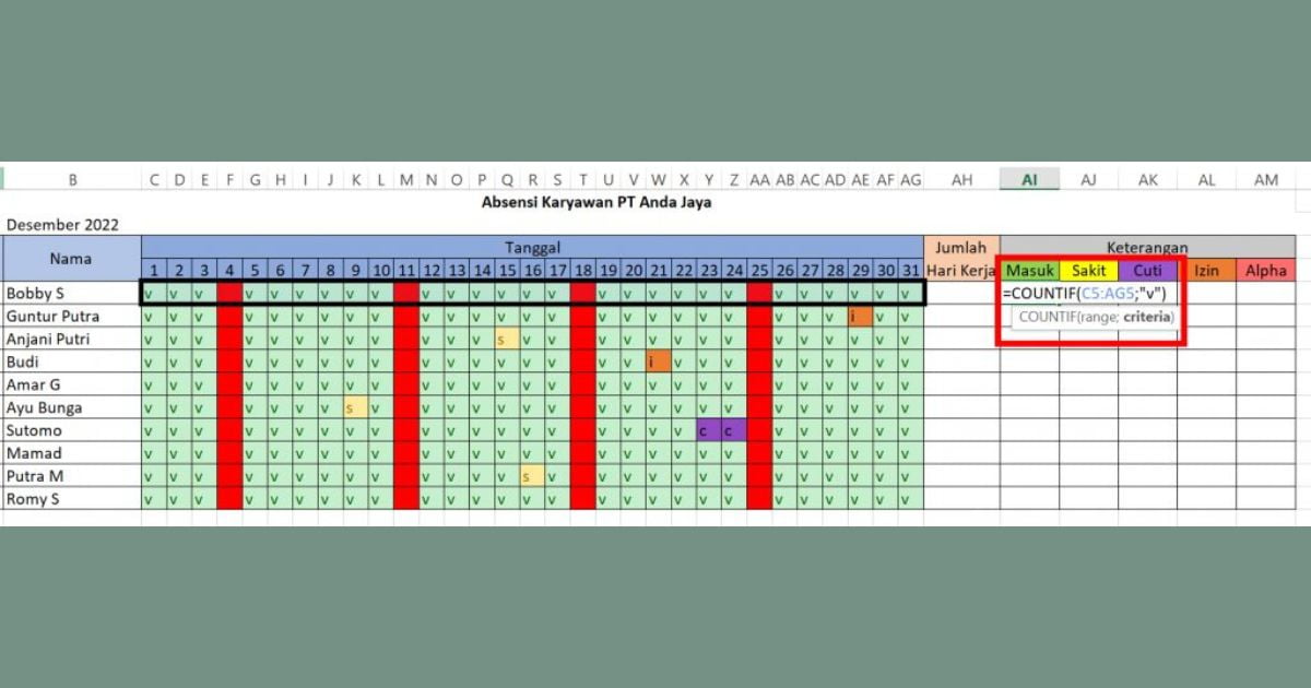 Format Absensi Karyawan Excel