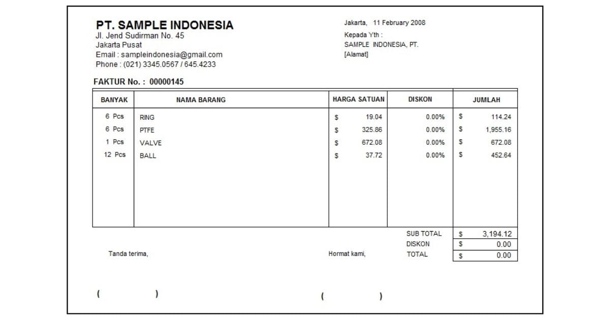 Faktur Penjualan Barang