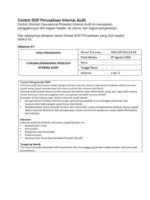 SOP Internal Audit